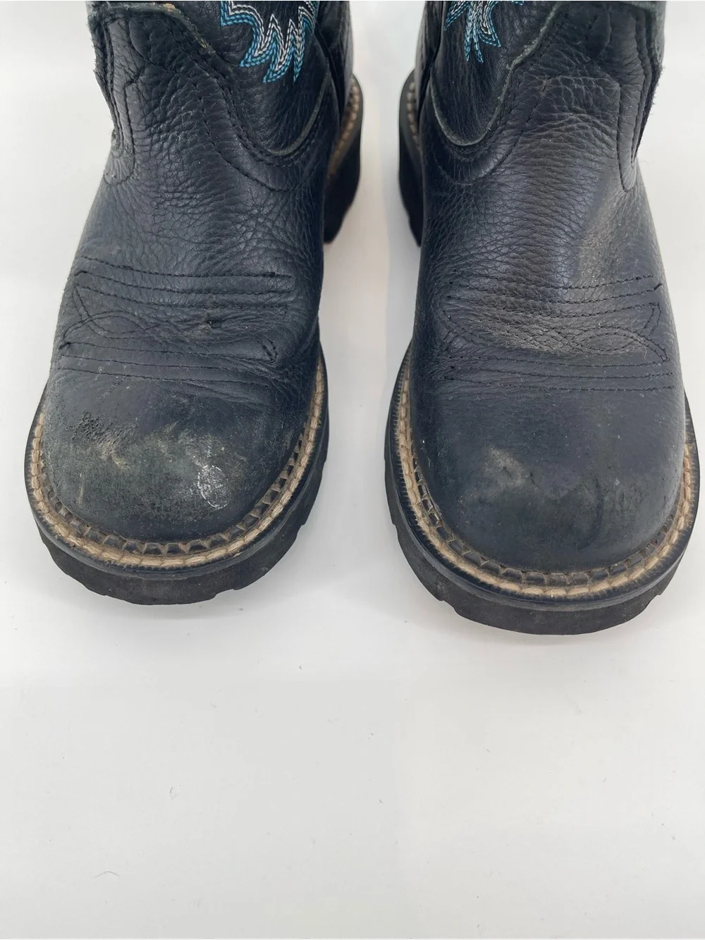 Ariat Big Kids Black Blue Western Cowboy Boots Blue 5.5B Camping Utility Farm